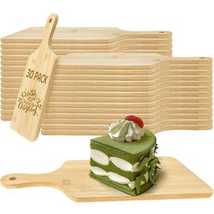 30 Pcs Cutting Boards with Handle 11" x 5" Wood Chopping Board Bulk Charcuterie Wooden Boards Laser Engraving Serving Tray Bulk for DIY Christmas Wedding Housewarming Gift Cooking Decor (Bamboo)