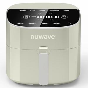 Nuwave Brio Plus 8 Qt Air Fryer, PFAS Free, New & Improved, Digital Touch Screen, Cool White Display, 50°F~400°F in Precise 5°, 5 Cook Functions, 100 Presets & 50 Memory, 3 Wattages 700, 1500, 1800