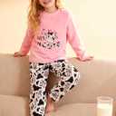 Funnycokid Girls Fleece Pajamas Set Kids Soft Flannel Pjs Pullover Top Pants Loungewear Size 7-14 (Pink)