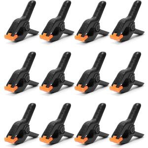 2 x ECY Spring Clamps Heavy Duty 3.5 Inch 12 Pack - Plastic Rust Proof Clamps with Non-Slip Pads for Backdrop, Crafts, Woodworking, Photography | Multipurpose Holders for Tarps, Pool Covers & Gluing