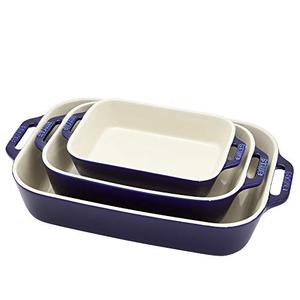 STAUB Ceramic 3-pc Rectangular Baking Dish Set, Dark Blue