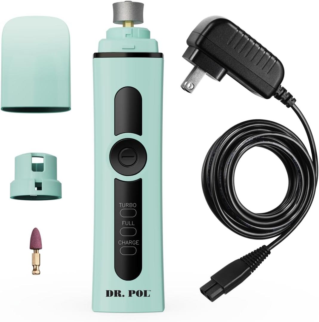Andis Dr. Pol Cordless Pet Nail Grinder, Dual-Speed Motor, Fine-Grit Grindstones for Safe, Pain-Free Nail Trimming on Dogs and Cats, Blue