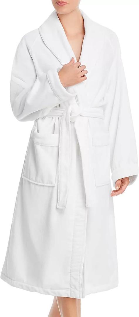 H by Frette Shawl Collar Bathrobe with Piping (X-Large) - Luxury All-White Bathrobe For Men and Women/ Soft, Fluffy, and Cozy / 100% Cotton