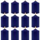 12 Pack 2x3 Inch Navy-Blue Pillar Candles, 24 Hours Dripless Smokeless Unscented Candles for Home Weddings Restaurant Spa Meditation