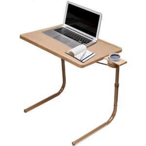 Table Mate II TV Tray Table - Folding TV Dinner Tables, Couch Trays for Eating Snack Food, Stowaway Laptop Stand, Portable Bed Dinner Tray - Adjustable TV Table with 3 Angles, Cup Holder, Mocha (Table-Mate II, Mocha)