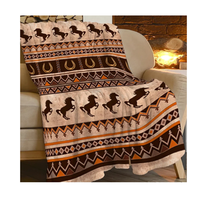Western Horse Blanket Farm Brown Cowboy Throw Blankets for Sofa Bed Stuff Decor Gifts Lightweight Soft Warm Cozy Plush Flannel Bedding for Lover Man Woman Adults 40"x50"