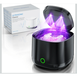 Ultrasonic Retainer Cleaner, 45kHz Retainer Cleaner Machine 4000mAh for Denture, Night Guard, Mouth Guard, Aligner, Brace 24W Dental Cleaning Pod with 4 UV Lights, 200ml Multiple Cleaning Modes
