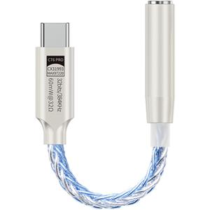 Hi-Res Lossless Music USB C to 3.5 mm Audio Adapter with DAC Chip CX31993 & AMP Chip MAX97220 CT6 Pro HiFi 32bit 384KHz Dongle Headphone Amp USB C DAC Compatible with iPhone 16 & All Type C Phone