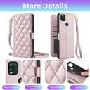 Argyle Wallet Case for Moto G Stylus 5G 2021 with Wrist Strap Shoulder Strap Card Slots Folio Purse, Luxury PU Leather Stand Accessories Phone Cover for Motorola GStylus G5 XT2131DL Rose Gold (Pink)