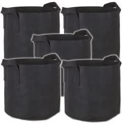 5 Pack, Heavy Duty Nursery Grow Bags - Great for Growing Trees, Bushes, Vegetable Plants or Flowers - Indoor or Outdoor Grow Containers 5,10, or 20 Gallon (10 Gallon)