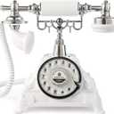 Audio Guest Book Wedding Phone, Audio Guest Book Record Customized Audio Messages Guest Book Alternatives Classic Rotary Phone for Parties Birthdays Rentals Confessions Special Occasions (White)