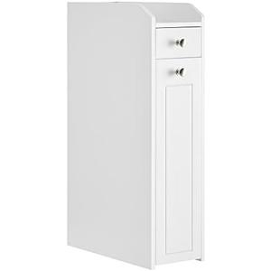 VASAGLE Small Bathroom Storage Cabinet, Slim Organizer with Slide Out Drawers, Toilet Paper Holder, for Small Spaces, White UBBC847P31