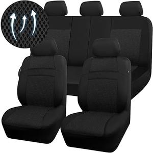 CAR PASS Seat Cover Full Sets, 3D Air Mesh Car Seat Cover with 5mm Composite Sponge Inside,Airbag Compatible Universal Fit for SUV,Vans,sedans, Trucks, Automotive Interior Covers(All Black)