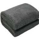 Dark Grey Sherpa Throw Blanket, 54x64