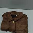 Allegra K Women's Faux Suede Turn-Down Collar Shacket Flap Pockets Snap Button Western Jacket, Large