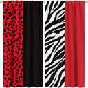 Black Red Curtains Leopard and Zebra Animal Print Window Drapes Thermal Insulated Curtains 2 Panels, Room Darkening for Living Room Bedroom Window Treatments 42" x 45"Decor