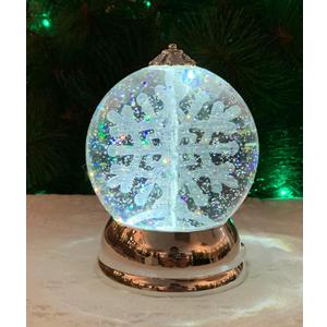 Christmas Lighted Snow Globe 6.5 Spinning Snowflake LED Water Globe by MOMENTS IN TIME  Battery Operated Acrylic Christmas Decoration for Mantel or Tabletop Display