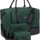 Weekender Bag, Large Travel Duffel Bag for Women, Carry on Overnight Bag with Shoe Compartment and Toiletry Bags (B-Dark-Green)