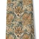 BUJSP Rustic Floral Fox Kitchen Dish Tea Towels,Cottagecore Botanical Fox Decorative Hand Towels for Bathroom Kitchen, 16x24 Inch (Color-5)