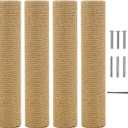 Fhiny 4PCS Cat Scratching Post Replacement 15.7" Natural Jute Spare Extension Scratch Post for Cats Tree DIY Craft Refill Pole Parts Hemp Rope Scratcher Climbing Perch for Indoor Kitten Brown