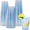 JOLLY CHEF 100 Pack 10 oz Blue Plastic Cups, Blue Disposable Tumblers, Elegant Glitter Party Drinking Cups Perfect for Wedding, Thanksgiving Day, Christmas Halloween