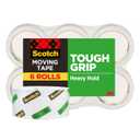 Scotch Tough Grip Moving Packing Tape, Clear, Moving Tape That Secures Boxes up to 80 Pounds, 1.88 in. x 43.7 yd., 6 Tape Rolls