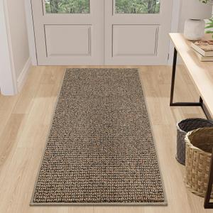 BEQHAUSE Dirt Trapper Door Mat 24" x 60", Non-Slip Washable Doormats Entrance Mat, Dirt Resistant and Absorbent Welcome Mat, Low Profile Floor Mats for Front Back Door and Entryway, Beige