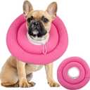 IDOMIK Dog Recovery Collar, Waterproof Soft Dog Cone After Surgery, Comfy Protective Elizabethan Collar Alternative for Dogs Cats, Adjustable Pet Neck Donut Cone Anti-Licking Biting Wounds,Rose,L (Pink)