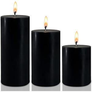 Black Pillar Candles Set of 3 - Dripless Unscented - 3x4, 3x6 & 3x8 inches Decorative Candles for Home Decor & Table Centerpieces