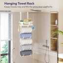 SWTYMIKI Over the Door Towel Rack - 6 Tier Towel Racks for Bathroom Wall Mounted, Towel Holder with Shelf, Hanging Rolled Towel Storage Organizer for Small Bathroom, Camper, RV, White