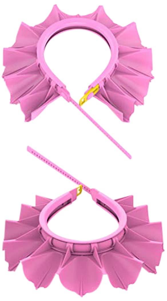 Baby Shower Cap Silicone Bathing Hat, Adjustable Shower Cap Kids, Infants Soft Protection Hat Safety Visor Cap Hat for Toddler Children 1-12 Years old/16.5-22.8 Inches (Pink)