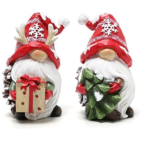 Hodao Christmas Resin Gnomes Handmade Christmas Resin Gnomes Holiday Present, Winter Table Christmas Tree Decorations Indoor and Display on Mantel or Window Sill