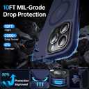 Strong Magnetic for iPhone 14 Pro Max Case [Compatible with MagSafe][10FT Military Grade Protective] Shockproof Translucent Matte Slim Case for iPhone 14 Pro Max Phone Case (6.7"), Deep Blue