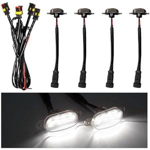 Dickno 4PCS Car Grille Lights, Bright Amber LED Grill Lights with Wiring Harness, Waterproof Front Grill Trim Lamps, Vehicle Exterior Grille Lamps Compatible with F150 F250 F350 (Black+White)