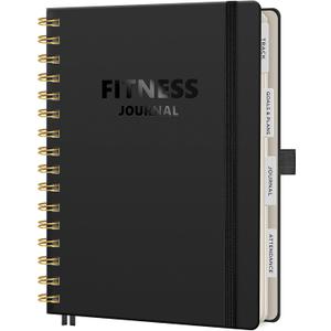 Workout Journal, Fitness Journal for Women & Men, A5 Workout Log Exercise, Fitness Trackers Plan Week With Goals, Calendar, Loss Weight Diet Training, Progress, Gym & Home Workouts (Black)