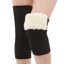 JUMISEE Men Women Warm Fleece Lined Knee Brace Leg Warmer Thermal Leg Sleeve Knee Support for Arthritis Pain Relief Yoga (Large, Black)