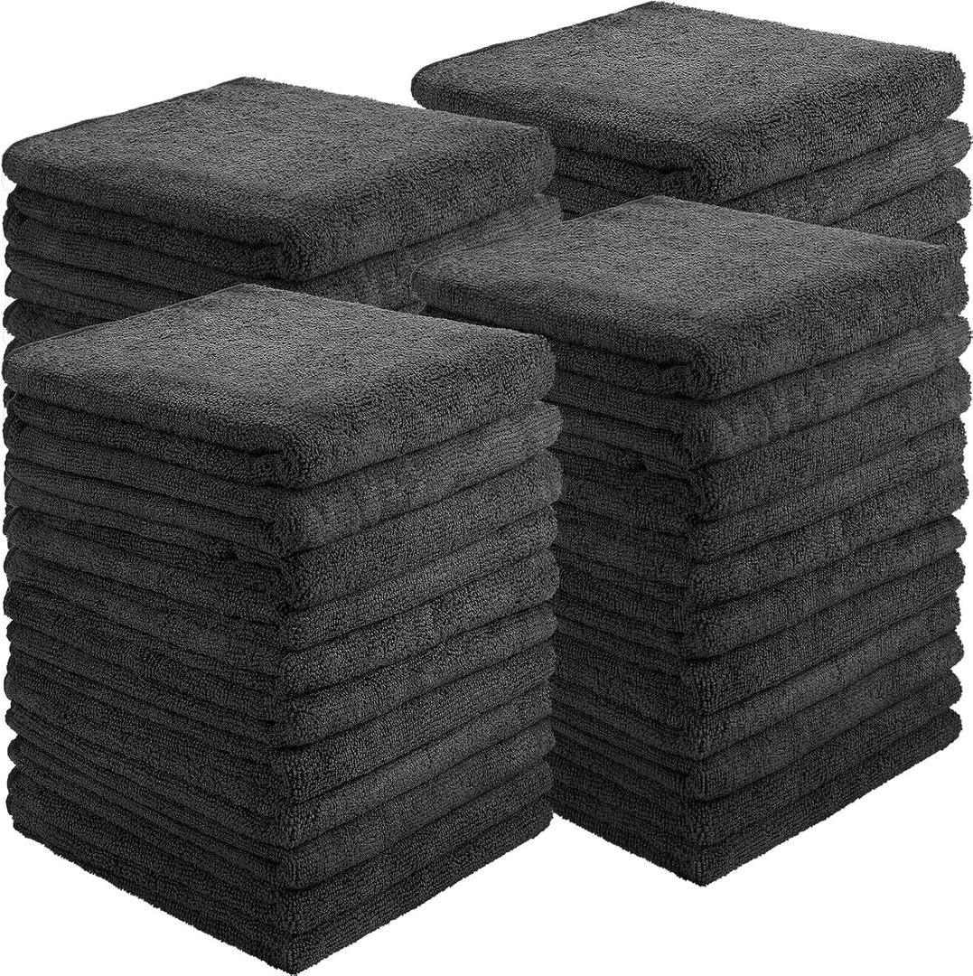 Panelee 36 Packs of Bleach Proof Towels Microfiber Absorbent Salon Towels Bleach Resistant Salon Hand Towels for Gym, Bath, Spa, Shaving, Shampoo, Home Hair Drying, 16 x 28 Inches (Black)