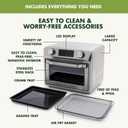 GreenPan Bistro Stainless Steel 9-in-1 Air Fry Oven, Nonstick Baking Pan, Stainless Steel Rack, and Basket, Fast Heating, Multifunction Presets, Cool-Touch Handle, PFAS-Free, Easy Cleanup Crumb Tray