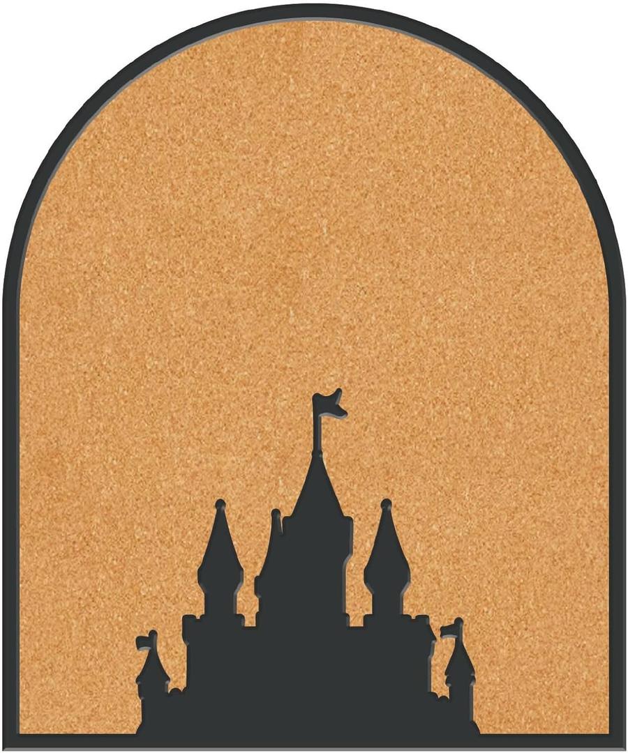 CRASPIRE Castle Pin Cork Board 11.8x9.8In Wall Mounted Framed 0.7" Thick Bulletin Display Badge Wooden Saddle Brown Memory Memo Brooch Lapel Pin Holder Storage for Home Office Bedroom Wedding Decor