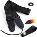 Acoustic Electric Guitar Straps, Bass Guitar Straps, Guitar Strap, Adjustable Leather Ends Woven Simple with Pick Pocket, Pads, Leather lanyard