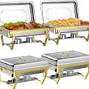 Chafing Dishes for Buffet Set: Chafers for Catering - Chafing Dish Buffet Set with Lids | Chafers and Buffet Warmers Sets | Serving Food Warmer | Chafers Servers Sets (4 pack)