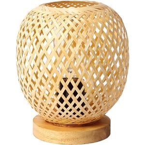 Bamboo Woven Rattan Table Lamp Farmhouse Style Bedside Atmosphere Lamp Bedroom Bedside Table Lamp Study Room Decoration Table Lamp Warm Atmosphere Decoration Bedside Lamp