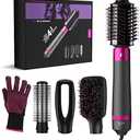 4 in 1 Blow Dryer Brush Negative Ionic Hot Air Brush Kit, Hair Volumizer with 4 Detachable Brush Heads for Straightening Curling Styling 