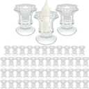 50 Pieces Glass Taper Candle Holders Bulk Clear Glass Taper Candlestick Holders for Wedding Table Centerpiece Party Decoration 2.2 Inch