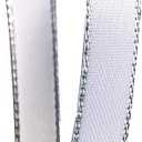 QIANF White Double Face Satin Ribbon with Silver Border for Gift Wrapping, Hair Bows, Wedding Party Decoration, Crafts Sewing, Invitation Cards, Floral Bouquets, Christmas, 3/8 Inch X 50Yd