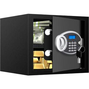 1.2 Cuft Safe Box Fireproof Waterproof for Home, Fire proof Safes with Digital Keypad, Spare Keys and Removable Shelf, Security Fire Safe for Money Firearms Medicine Valuables