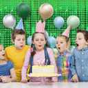 Square Tinsel Curtain Party Backdrop - 5pcs Glitter Foil Fringe Curtain Party Decor Green Photo Booth Backdrop Streamers for Halloween, Christmas, Birthday, Graduation, Wedding Party Decorations