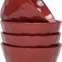 Elanze Designs Dimpled Ceramic 5.5 inch Contemporary Serving Bowls Set of 4, Red