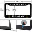 Veteran US Army Design License Plate Frame Army Decorative Stainless Steel Car License Plate Cover for Men Women Boys Girls Fans 12 X 6 Inch