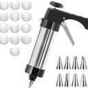 Cookie Press Gun Kit - Home & Kitchen Spritz Cookie Maker with 13 Discs + 8 Icing Nozzles for Christmas & Party Baking